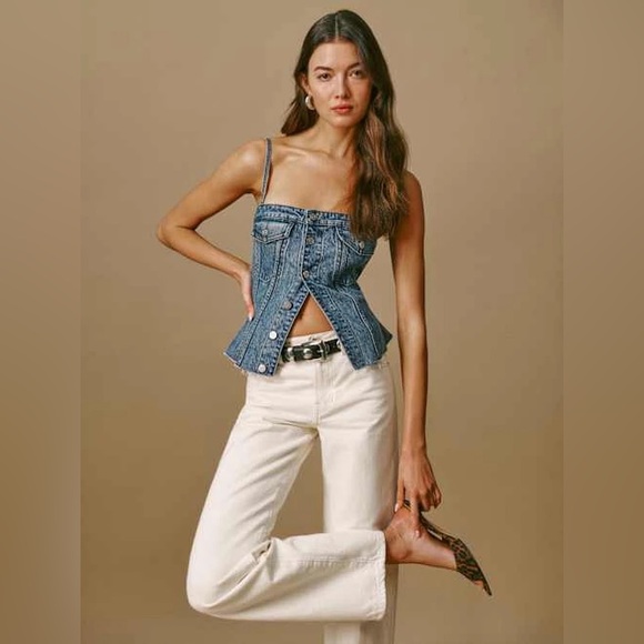 Reformation Tops - reformation coco denim bustier top in Colorado - size 4